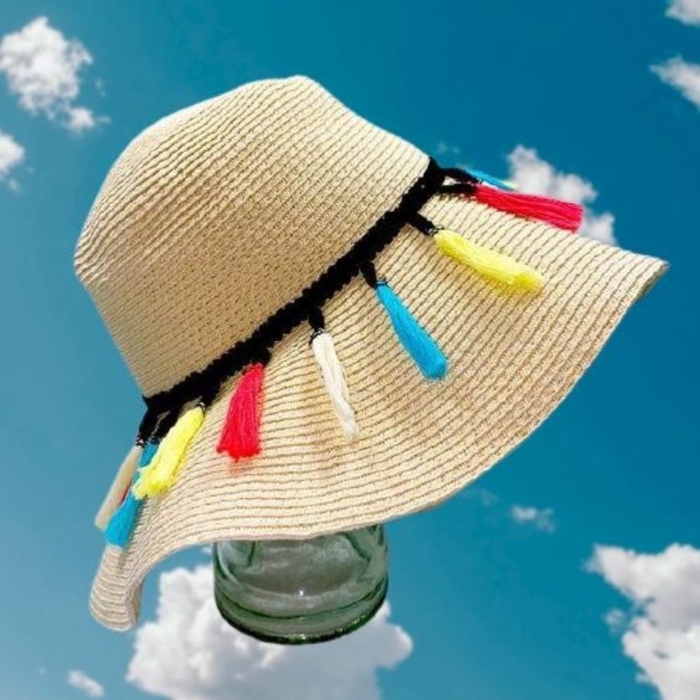 Summer Sunny Tassel Band Floppy Hat S/M